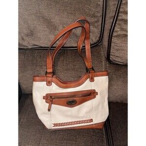 b.o.c. shoulder bag with a white body and brown accents